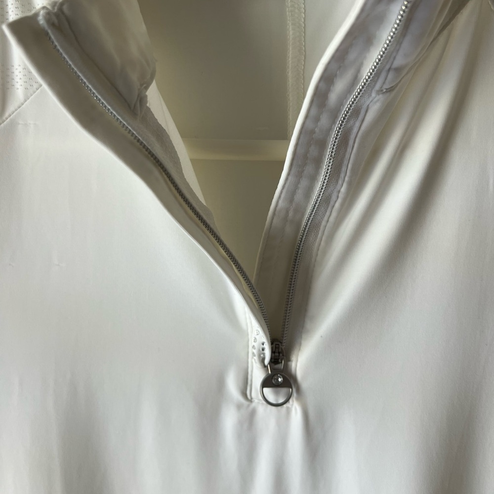 White Short Sleeve Zip-Up Riding Shirt - Picture 5 of 6